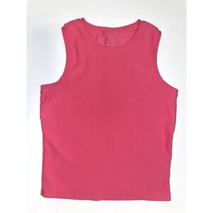 Pink Ribbed Cropped Tank Top